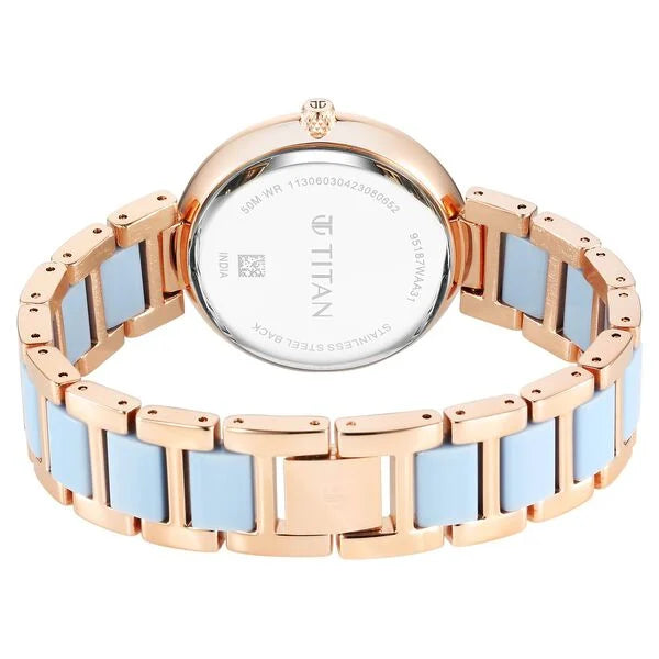Titan 95187KD01 | Titan Acetate Quartz Multifunction Mother Of Pearl Dial Two Toned Strap Watch for Women