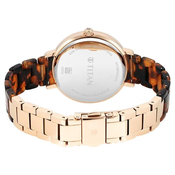 Titan 95188KD01 | Titan Purple Acetate Quartz Analog Black Dial Brass & Acetate Strap Watch for Women