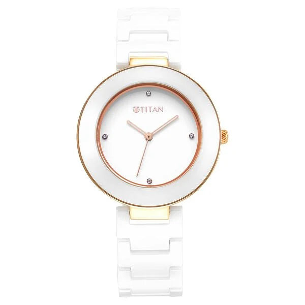 Titan 95189KC01 | Titan Purple Ceramics White Dial Analog Ceramic Strap watch for Women