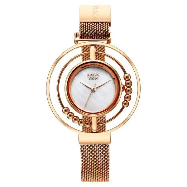 Titan 95203WM01 | Titan Raga Delight Mother Of Pearl Dial Analog Stainless Steel Strap watch for Women