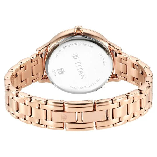 Titan 95209WM01 | Glitz Rose Gold Dial Stainless Steel Strap Watch for Women