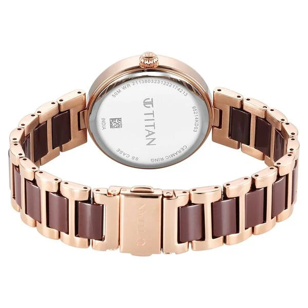Titan 95214KD03 | Titan Purple Ceramics Mother of Pearl Dial Analog Steel and Ceramic Strap Watch for Women