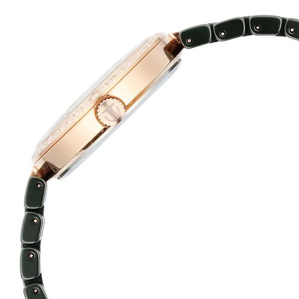 Titan 95215KC04 | Titan Purple Ceramics Quartz Analog Mother of Pearl Dial Green Ceramic Strap Watch For Women