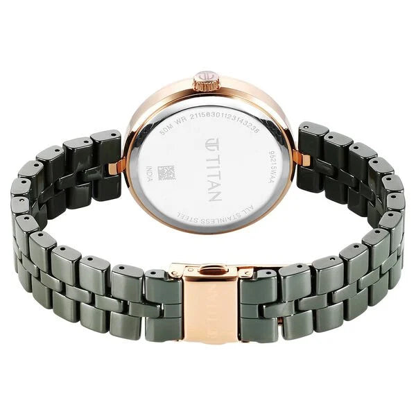 Titan 95215KC04 | Titan Purple Ceramics Quartz Analog Mother of Pearl Dial Green Ceramic Strap Watch For Women