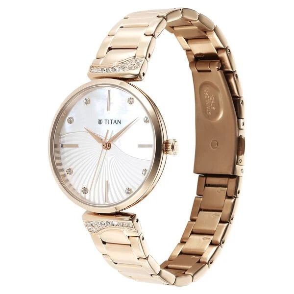 Titan 95237WM02 | Titan Purple Style Up Quartz Analog Mother Of Pearl Dial Stainless Steel Strap Watch for Women
