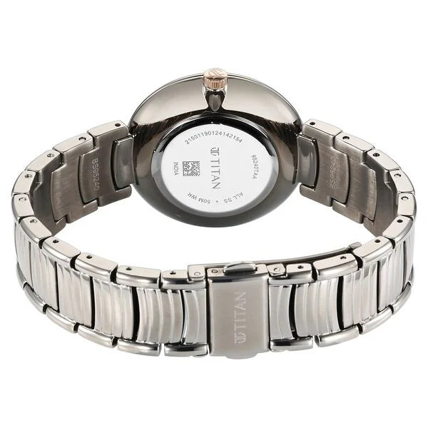 Titan 95240KM01 | Titan Aura Quartz Analog Titanium Dial With Titanium Stainless Steel Strap Watch for Women
