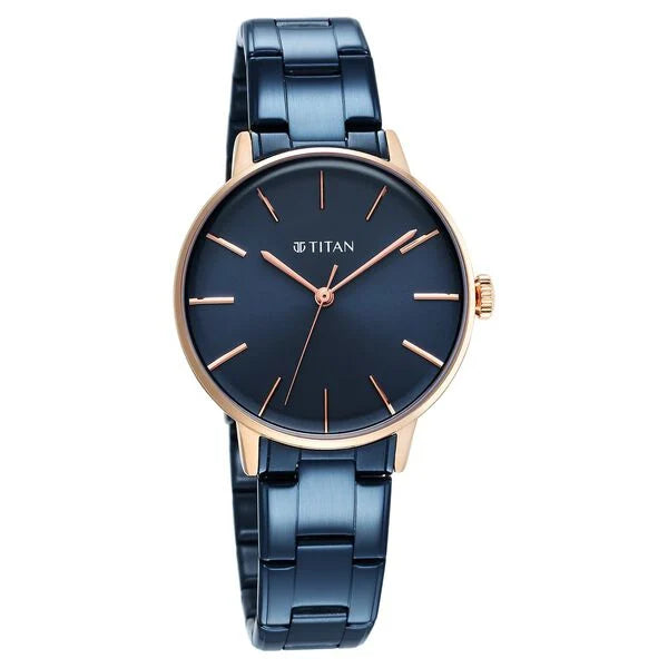 Titan 95248KM02 | Titan TGIF Quartz Analog Blue Dial Blue Stainless Steel Strap Watch for Women
