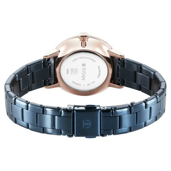 Titan 95248KM02 | Titan TGIF Quartz Analog Blue Dial Blue Stainless Steel Strap Watch for Women