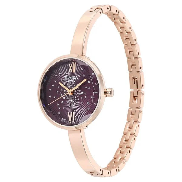 Titan 95271WM01 | Titan Raga Showstopper Quartz Analog Purple Dial Metal Strap Watch for Women