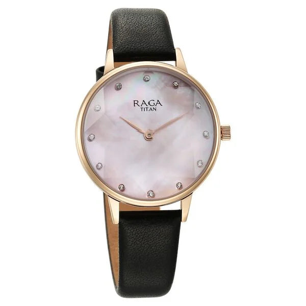 Titan 95274WL01 | Titan Raga Showstopper Quartz Analog Mother Of Pearl Dial Leather Strap Watch for Women