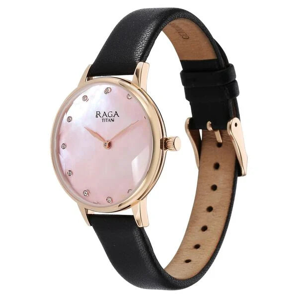 Titan 95274WL01 | Titan Raga Showstopper Quartz Analog Mother Of Pearl Dial Leather Strap Watch for Women