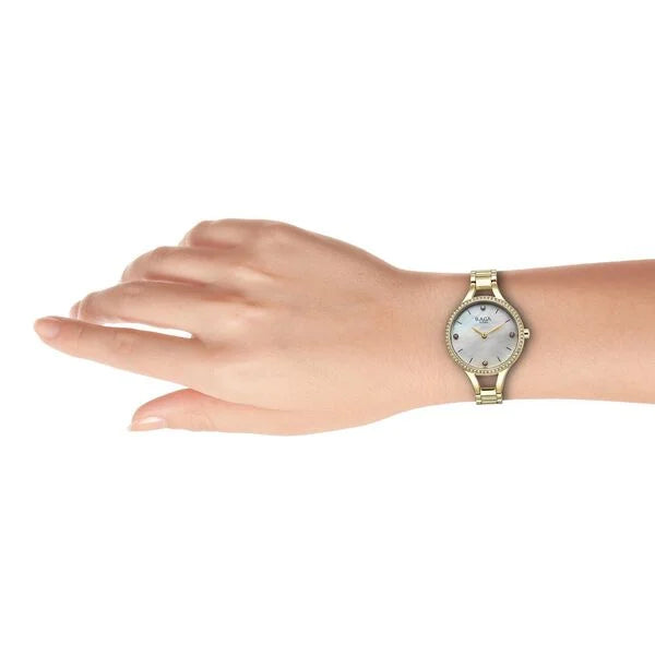 Titan 95275YM01 | Titan Raga Showstopper Quartz Analog Mother Of Pearl Round Dial Golden Metal Strap Watch For Women