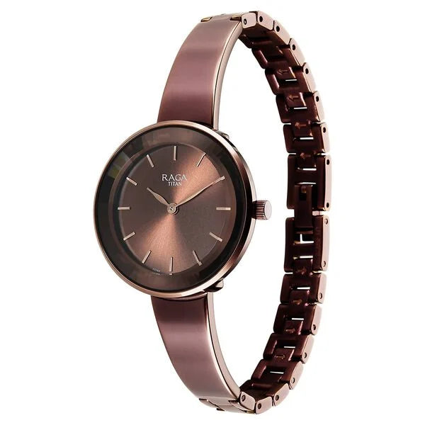 Titan 95276QM01 | Titan Raga Showstopper Quartz Analog Brown Dial Metal Strap Watch For Women
