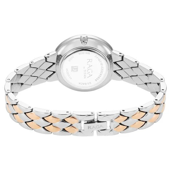 Titan 95282KM01 | Titan Raga Showstopper Quartz Analog Silver Round Dial Two Toned Metal Strap Watch For Women