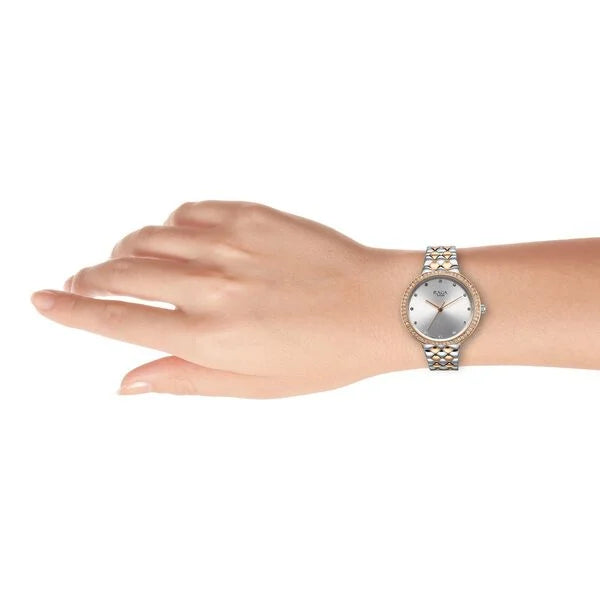 Titan 95282KM01 | Titan Raga Showstopper Quartz Analog Silver Round Dial Two Toned Metal Strap Watch For Women