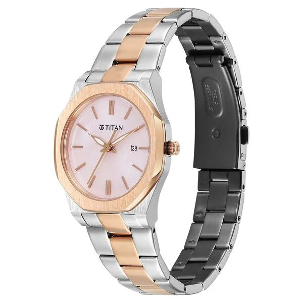 Titan 95295KM01 | Titan Workday Wonders Quartz Analog with Date Pink Mother Of Pearl Dial Stainless Steel Strap Watch For Women