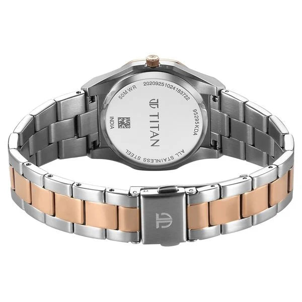 Titan 95295KM01 | Titan Workday Wonders Quartz Analog with Date Pink Mother Of Pearl Dial Stainless Steel Strap Watch For Women