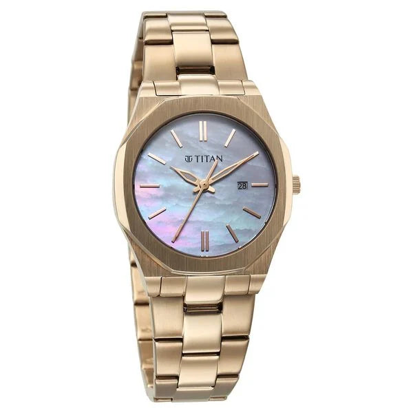 Titan 95295WM01 | Titan Workday Wonders Quartz Analog with Date Mother Of Pearl Dial Stainless Steel Strap Watch For Women