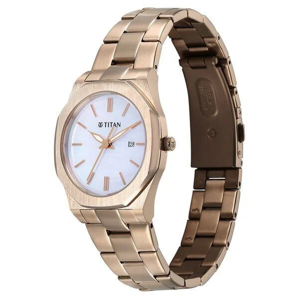 Titan 95295WM01 | Titan Workday Wonders Quartz Analog with Date Mother Of Pearl Dial Stainless Steel Strap Watch For Women