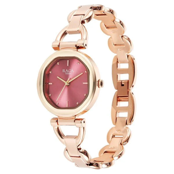 Titan 95301WM01 | Titan Raga Showstopper Quartz Analog Pink Dial Metal Strap Watch For Women