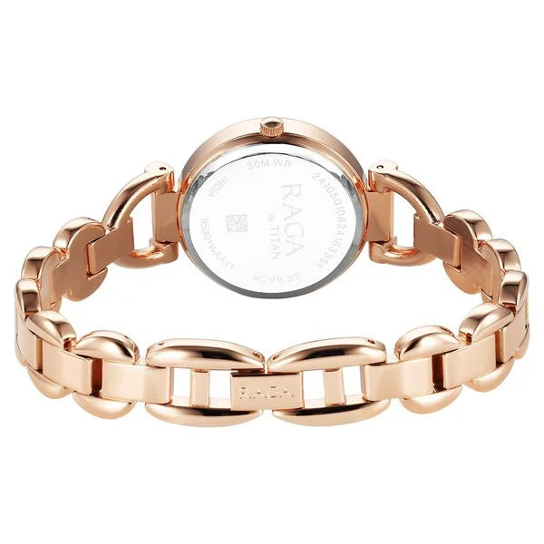 Titan 95301WM01 | Titan Raga Showstopper Quartz Analog Pink Dial Metal Strap Watch For Women