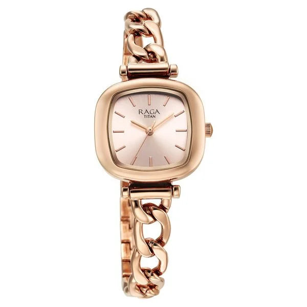 Titan 95302WM01 | Titan Raga Showstopper Quartz Analog Rose Gold Dial Metal Strap Watch For Women
