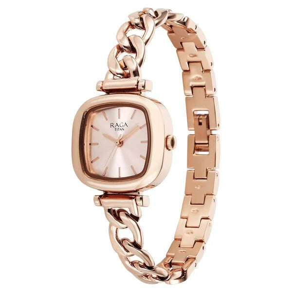 Titan 95302WM01 | Titan Raga Showstopper Quartz Analog Rose Gold Dial Metal Strap Watch For Women