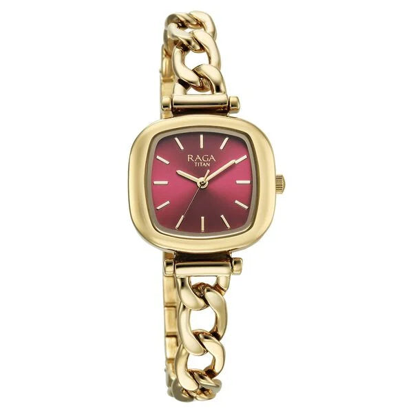 Titan 95302YM01 | Titan Raga Showstopper Quartz Analog Maroon Dial Metal Strap Watch For Women