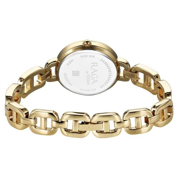 Titan 95305YM01 | Titan Raga Showstopper Quartz Analog Golden Dial Metal Strap Watch For Women