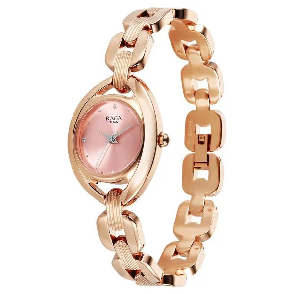 Titan 95306WM01 | Titan Raga Showstopper Quartz Analog Pink Dial Metal Strap Watch For Women
