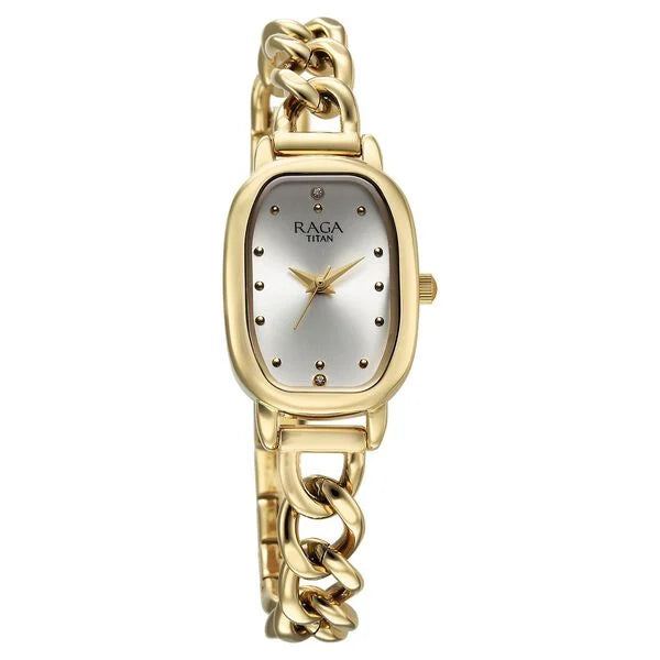 Titan 95309YM01 | Titan Raga Showstopper Quartz Analog Silver Dial Metal Strap Watch For Women