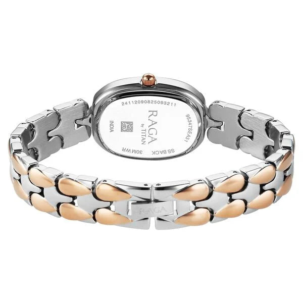 Titan 95347KM01 | Titan Raga Showstopper Quartz Analog Silver Dial Two Toned Metal Strap Watch For Women