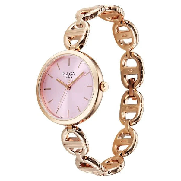 Titan 95353WM01 | Titan Raga Showstopper Quartz Analog Rose Gold Dial Metal Strap Watch For Women