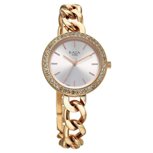 Titan 95361WM01 | Titan Raga Showstopper Quartz Analog Silver Dial Metal Strap Watch For Women