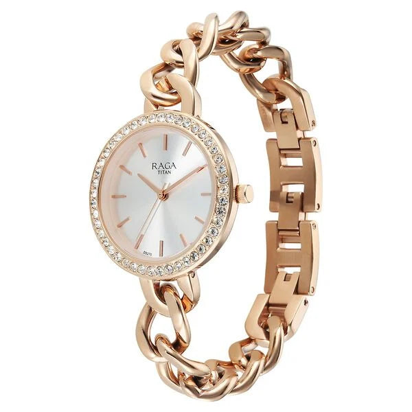 Titan 95361WM01 | Titan Raga Showstopper Quartz Analog Silver Dial Metal Strap Watch For Women
