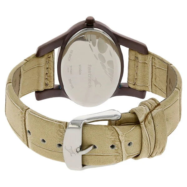 Fastrack NP9732QL01 | Fastrack Quartz Analog Silver Dial Leather Strap Watch for Girls.