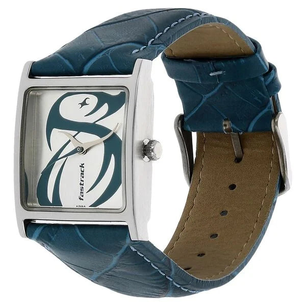 Fastrack NK9735SL02 | Fastrack Quartz Analog Silver Dial Leather Strap Watch for Girls