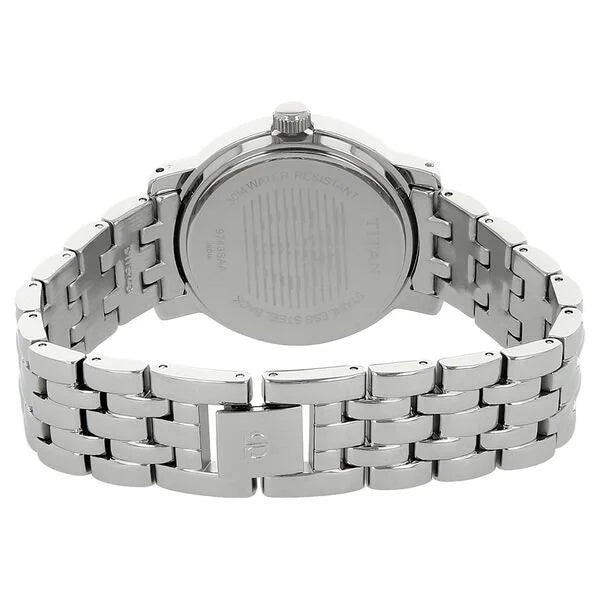 Titan 9743SM02 | Titan Quartz Analog with Day and Date Black Dial Stainless Steel Strap Watch for Women