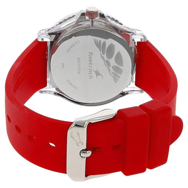 Fastrack NK9827PP08 | Fastrack Quartz Analog Silver Dial Plastic Strap Watch for Girls