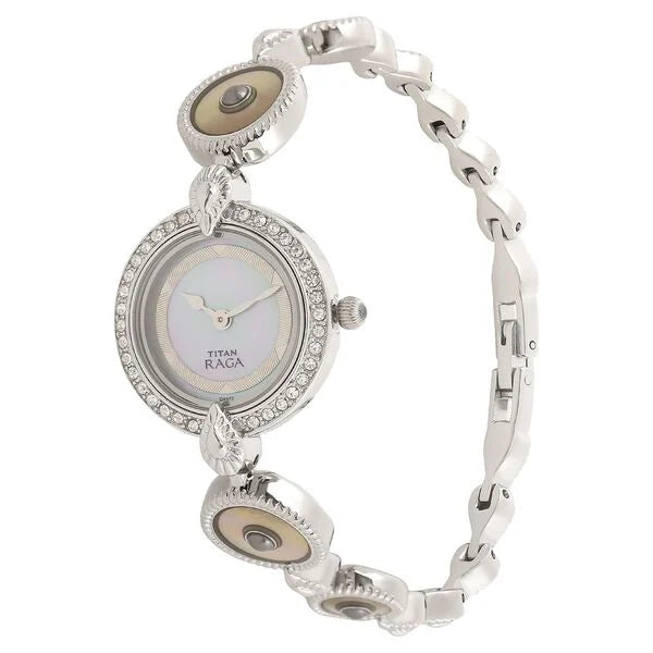 Titan 9903SM01 | Titan Quartz Analog Mother of Pearl Dial Stainless Steel Strap Watch for Women