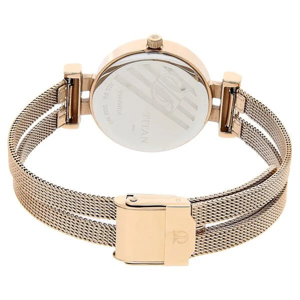 Titan 9942WM01 | Titan Quartz Analog Rose Gold Dial Stainless Steel Strap Watch for Women