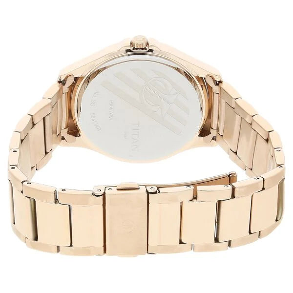 Titan 9955WM01 | Titan Quartz Analog Rose Gold Dial Stainless Steel Strap Watch for Women