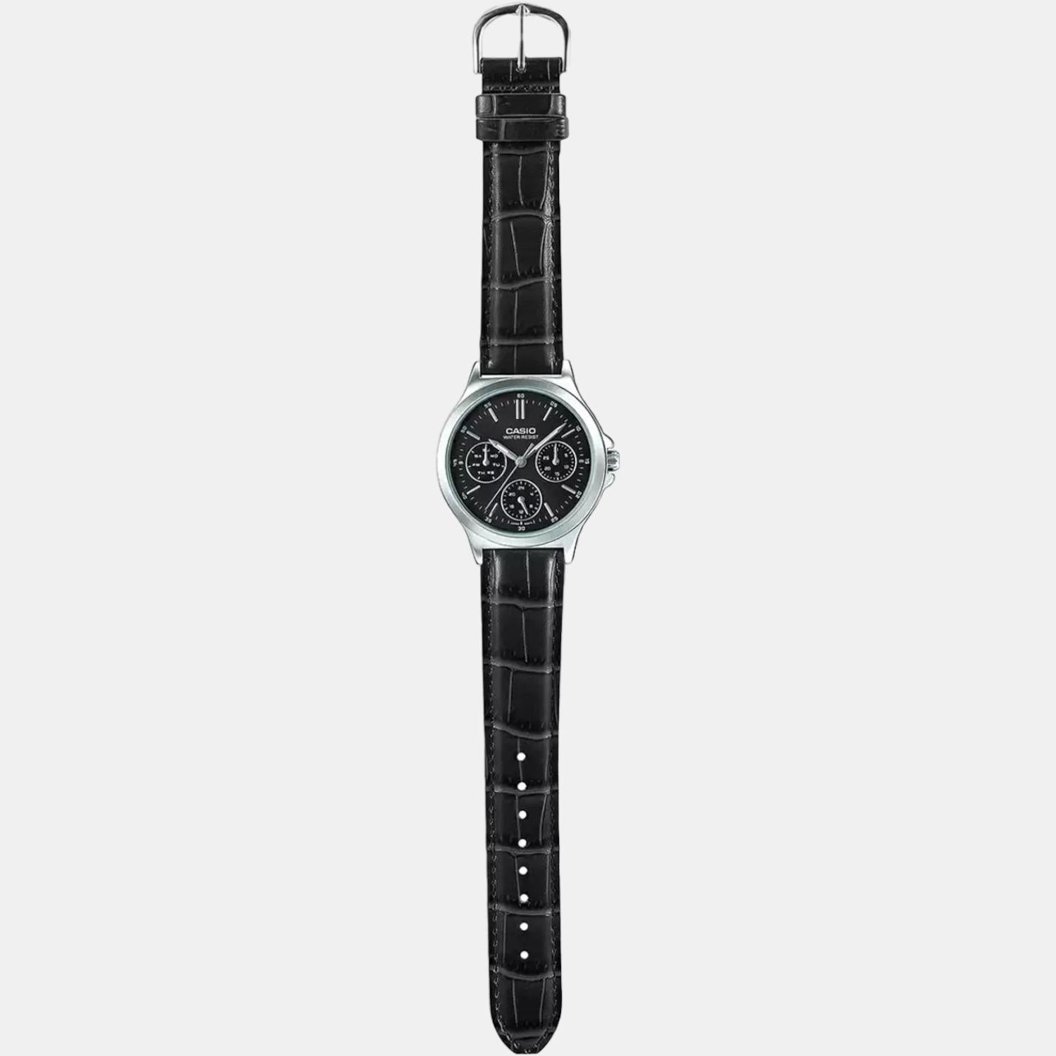 Enticer Women Quartz Black Dial Chronograph Leather Watch A1149