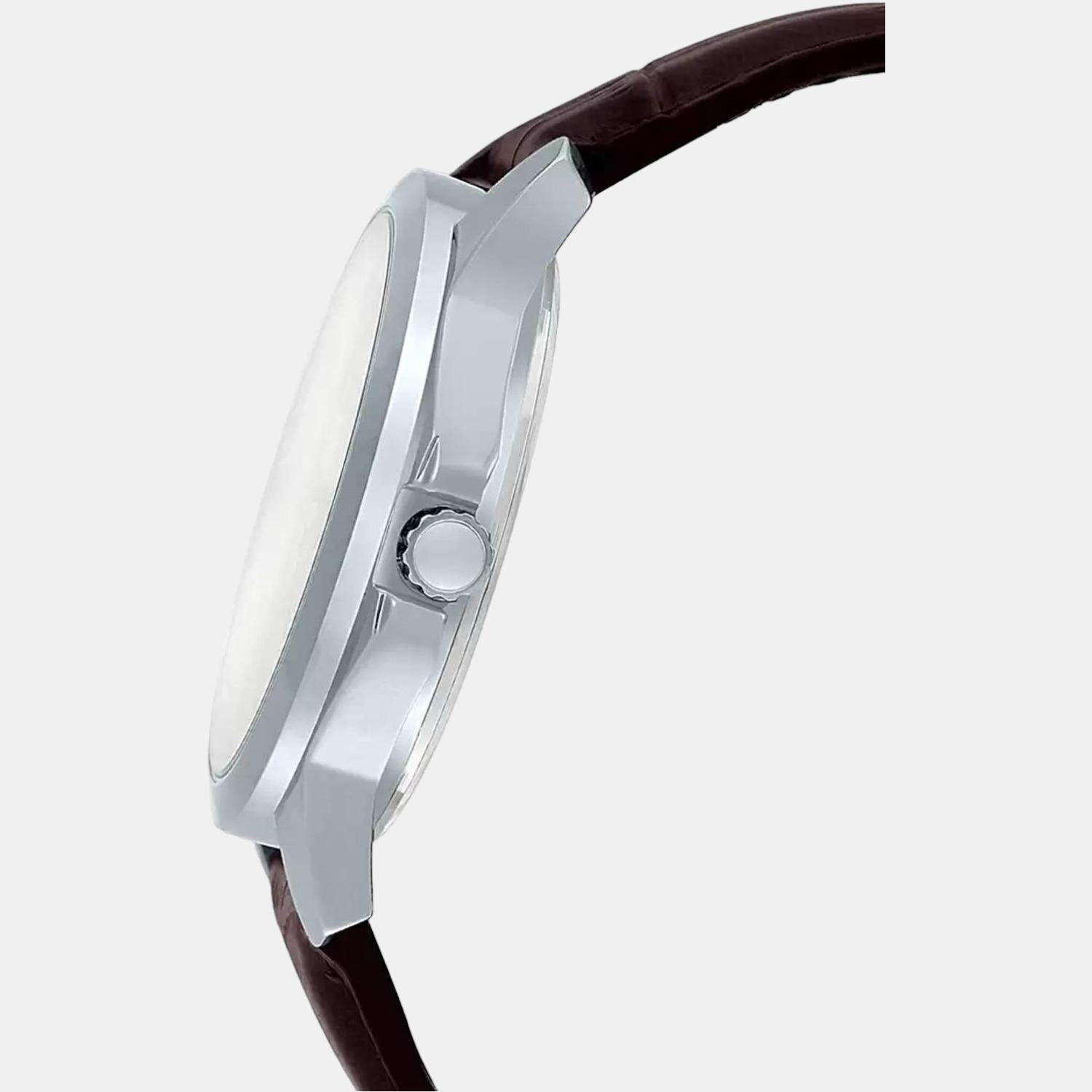 Enticer Men Quartz White Dial Multi-Function Leather Watch A1177