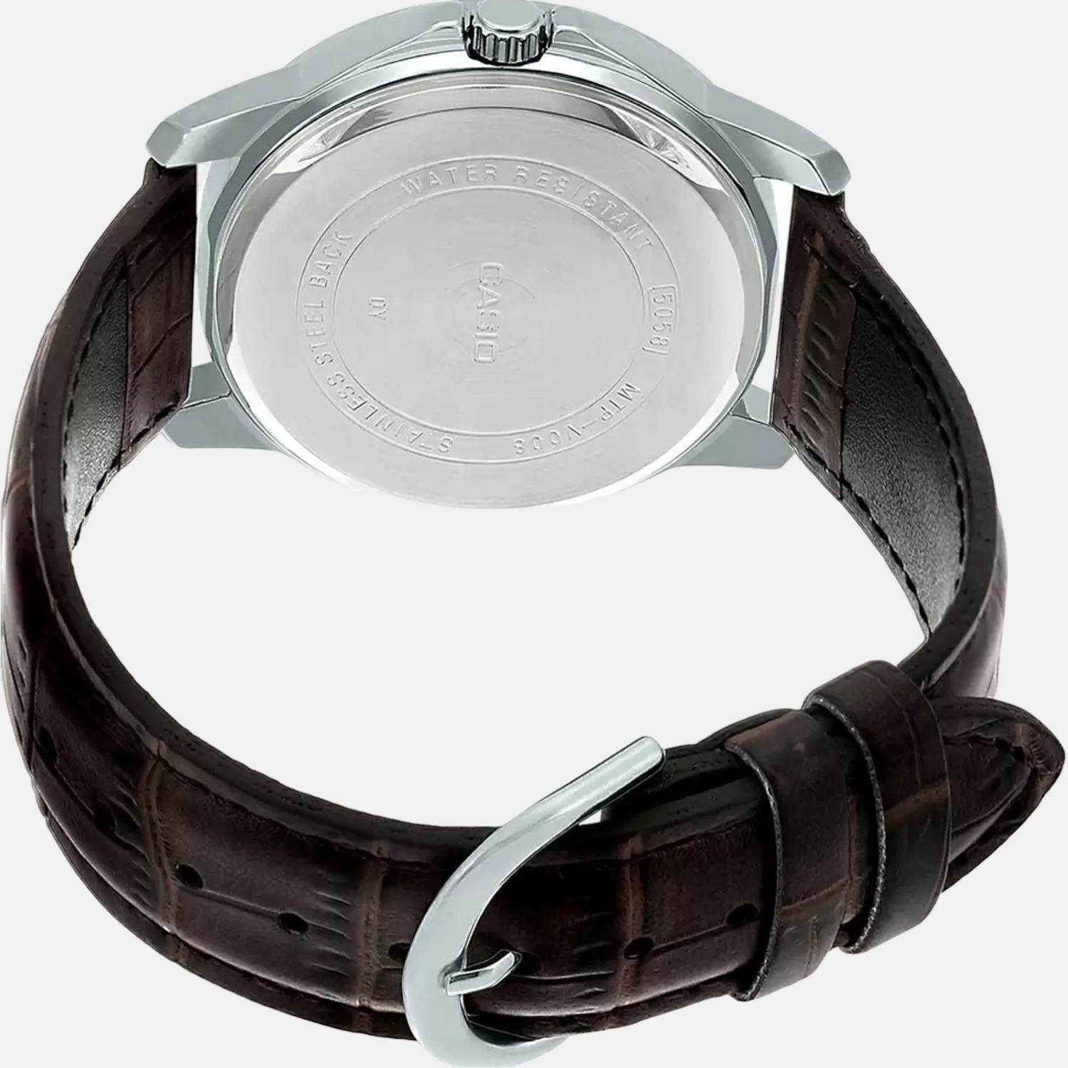 Enticer Men Quartz White Dial Multi-Function Leather Watch A1177