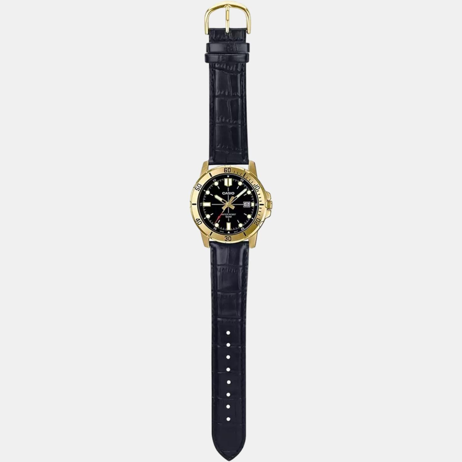 Enticer Men Quartz Black Dial Analog Leather Watch A1369