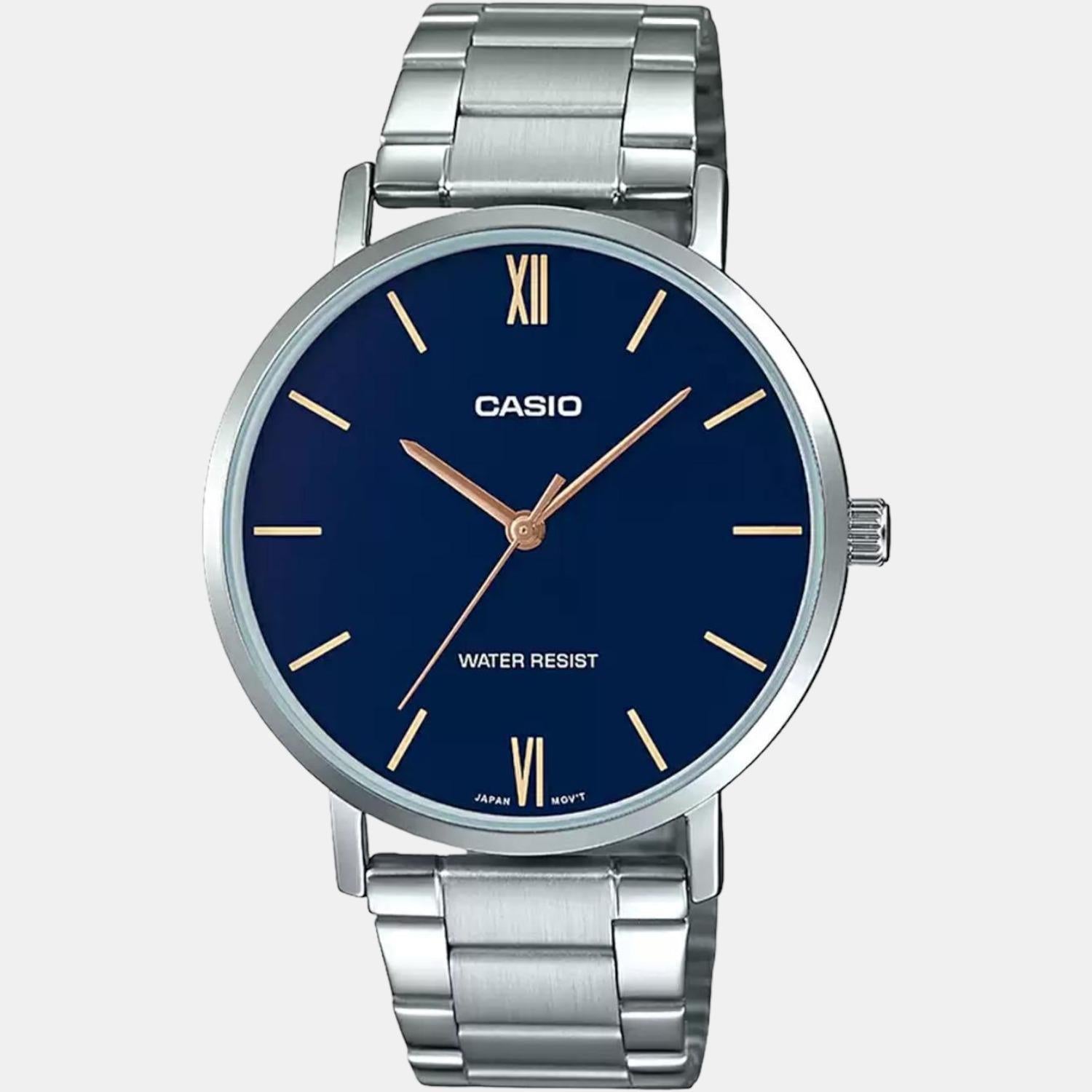 Enticer Men Quartz Blue Dial Analog Stainless Steel Watch A1613