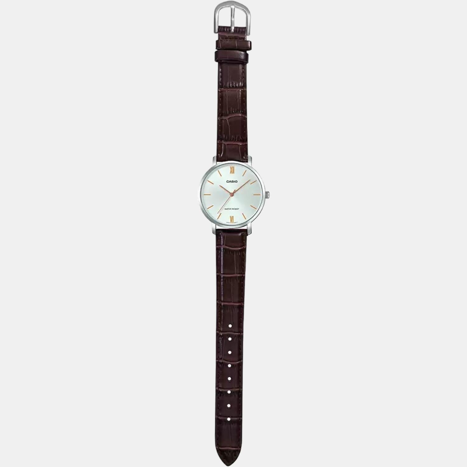 Enticer Women Quartz Silver Dial Analog Leather Watch A1628