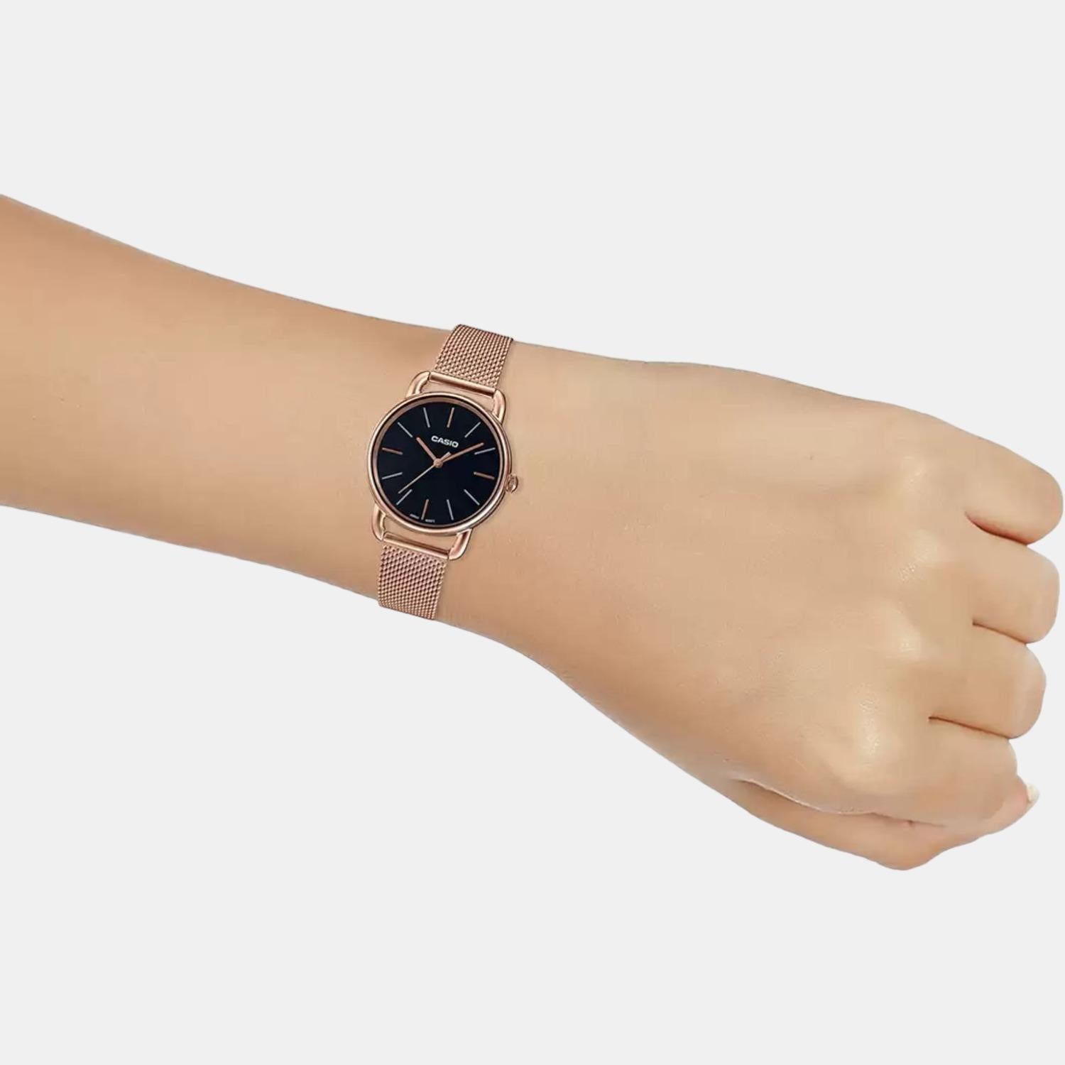 Enticer Women Quartz Black Dial Analog Mesh Watch A1794