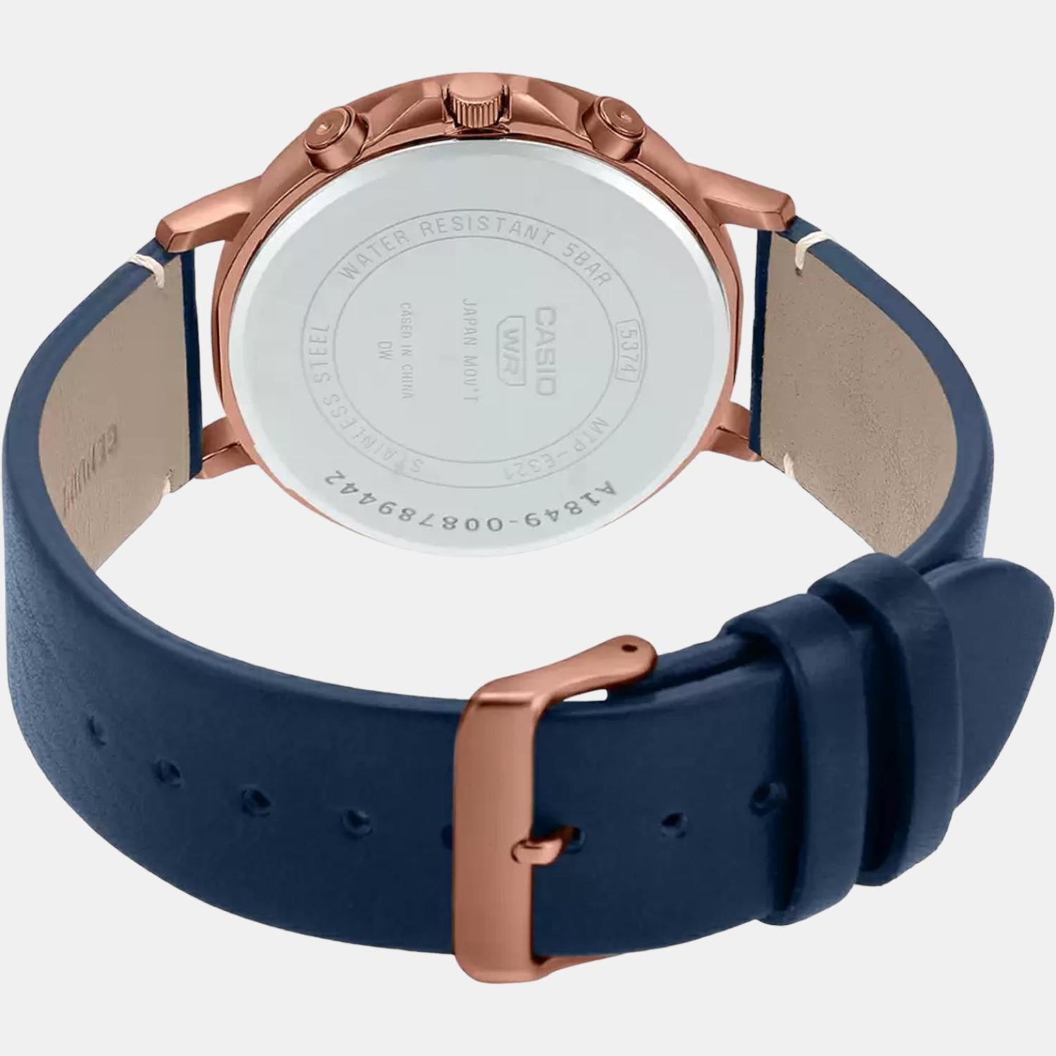 Enticer Men Quartz Blue Dial Chronograph Leather Watch A1849